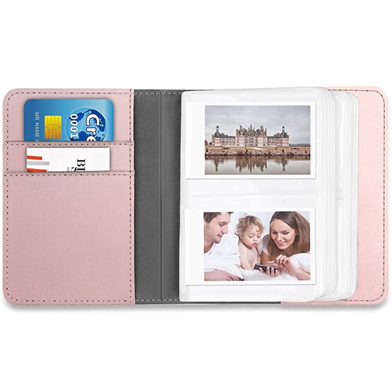 Mini Photo Album for 3Inch Film 104 Pockets Album for Fujifilm Instax Mini 11Mini 9Mini Link PrinterMini LiPlay Canon Ivy CLIQ Polaroid Kodak Instant Print Camera Rose Gold
