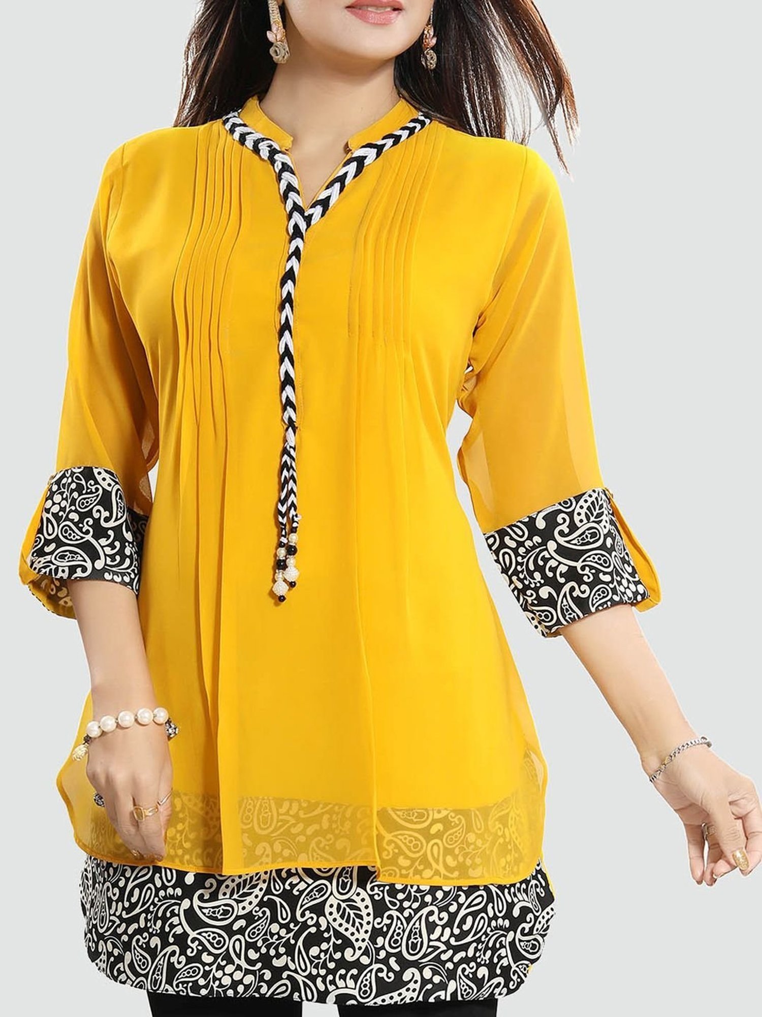 Saree Swarg Yellow Embellished Tunic