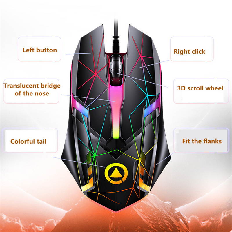 Wired Gaming Mouse, USB Optical Mouse with 3 Buttons, 1200DPI Wired Ergonomic USB Computer Mouse, Desktop Laptop PC Gaming Mouse (Black)