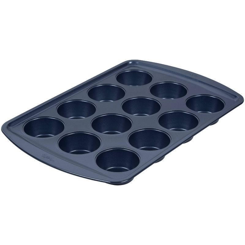 Wilton 12 Cup Diamond-Infused Non-Stick Muffin and Cupcake Pan Navy Blue