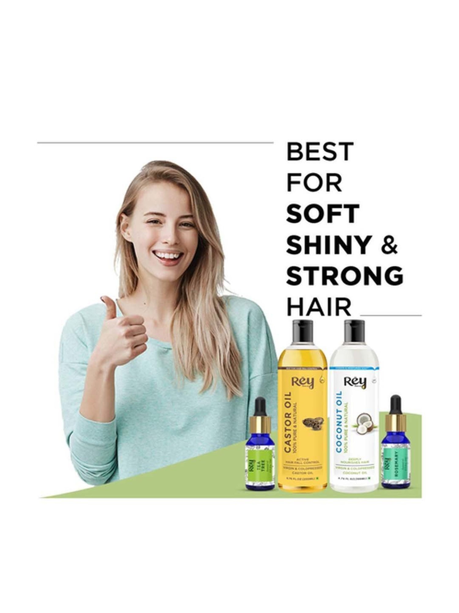 Rey Naturals Castor Oil, Coconut Oil, Tea Tree Oil & Rosemary Oil