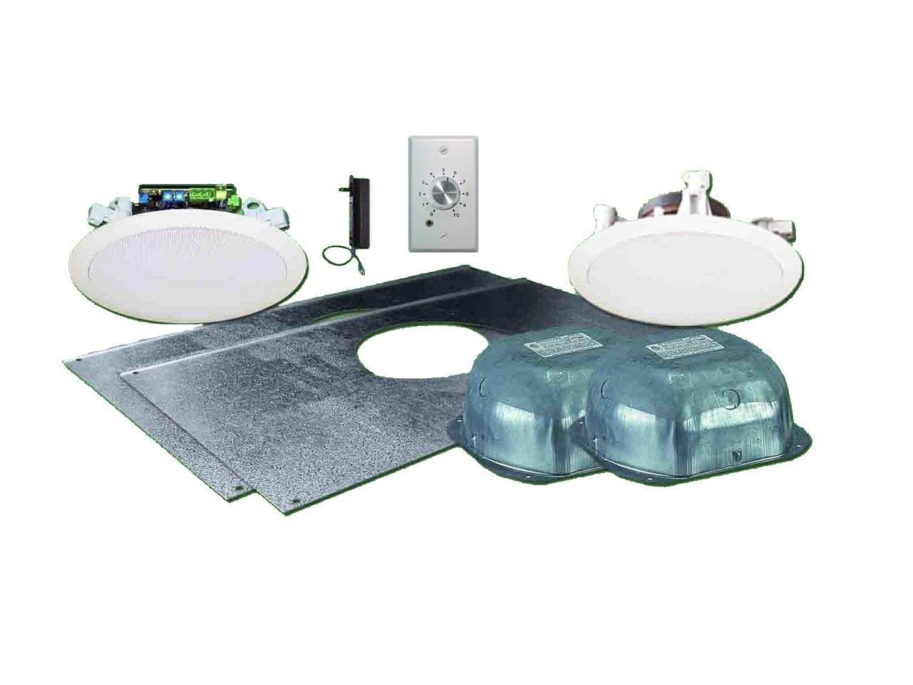 5 inch Three Source Integratable Amplified In Ceiling Speakers with Volume Control/White