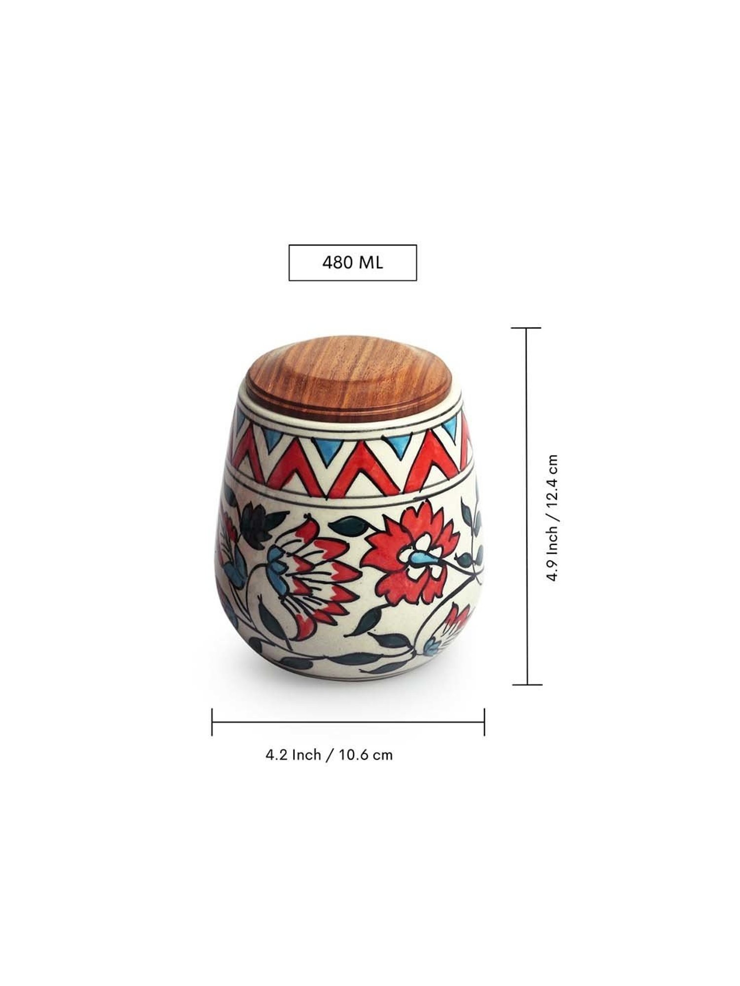 ExclusiveLane White & Brown Ceramic Persian Floral Air-Tight Storage Container - Set of 2