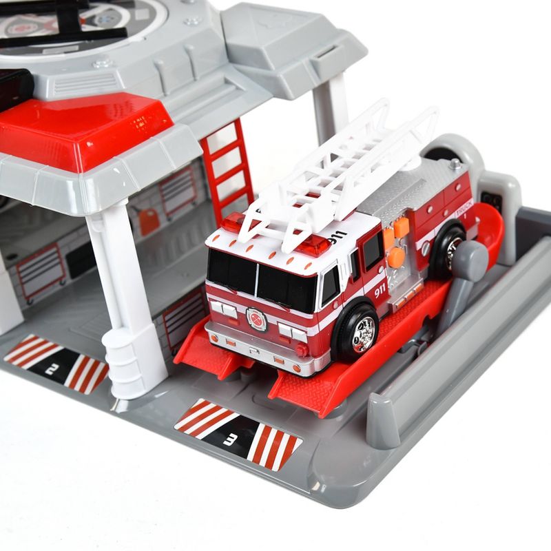 Maxx Action Lights & Sounds Fire Station Playset with Two Mini Rescue Vehicles and Working Intercom
