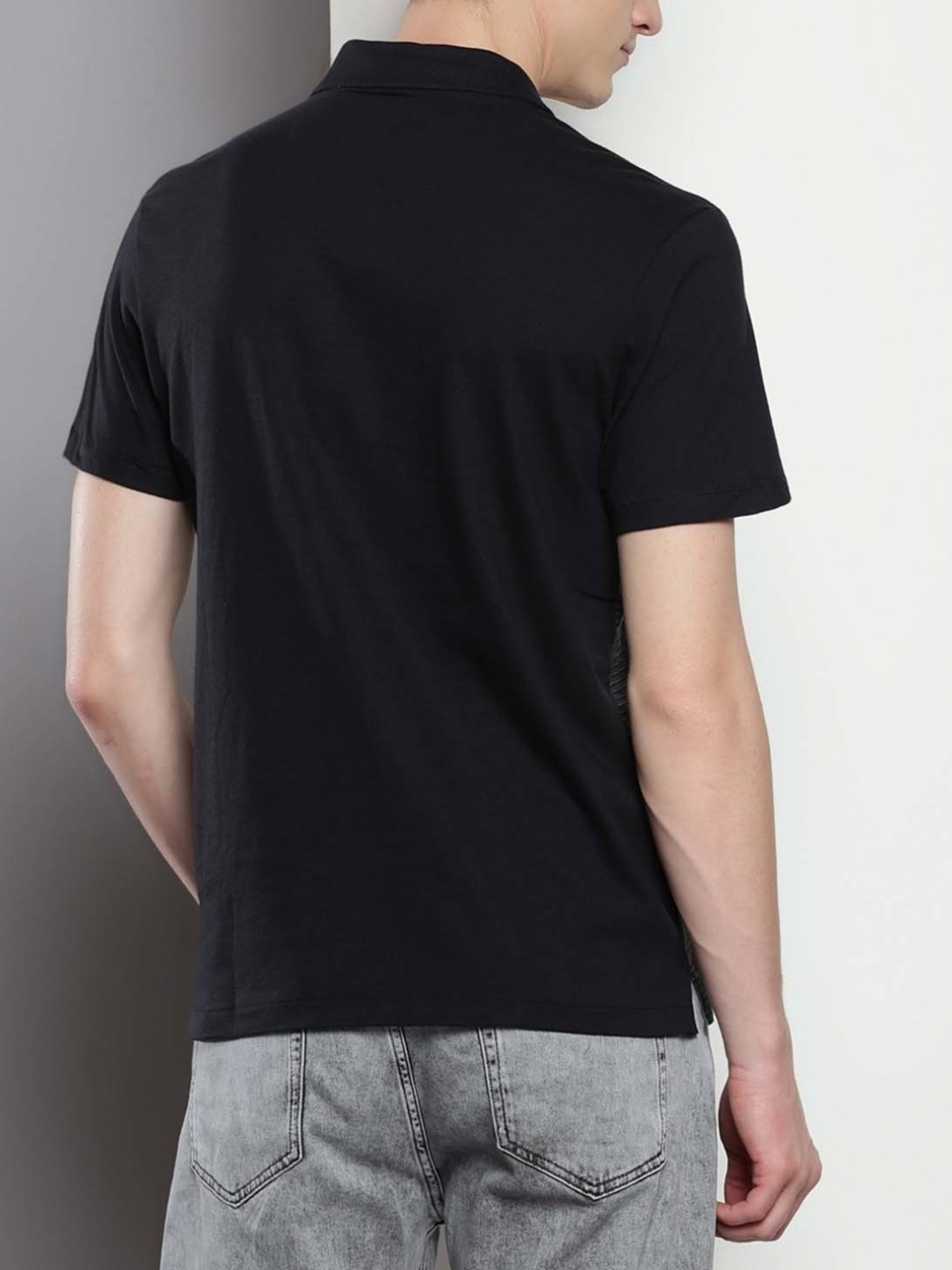 Calvin Klein Black Beauty Cotton Regular Fit Striped Polo T-Shirt