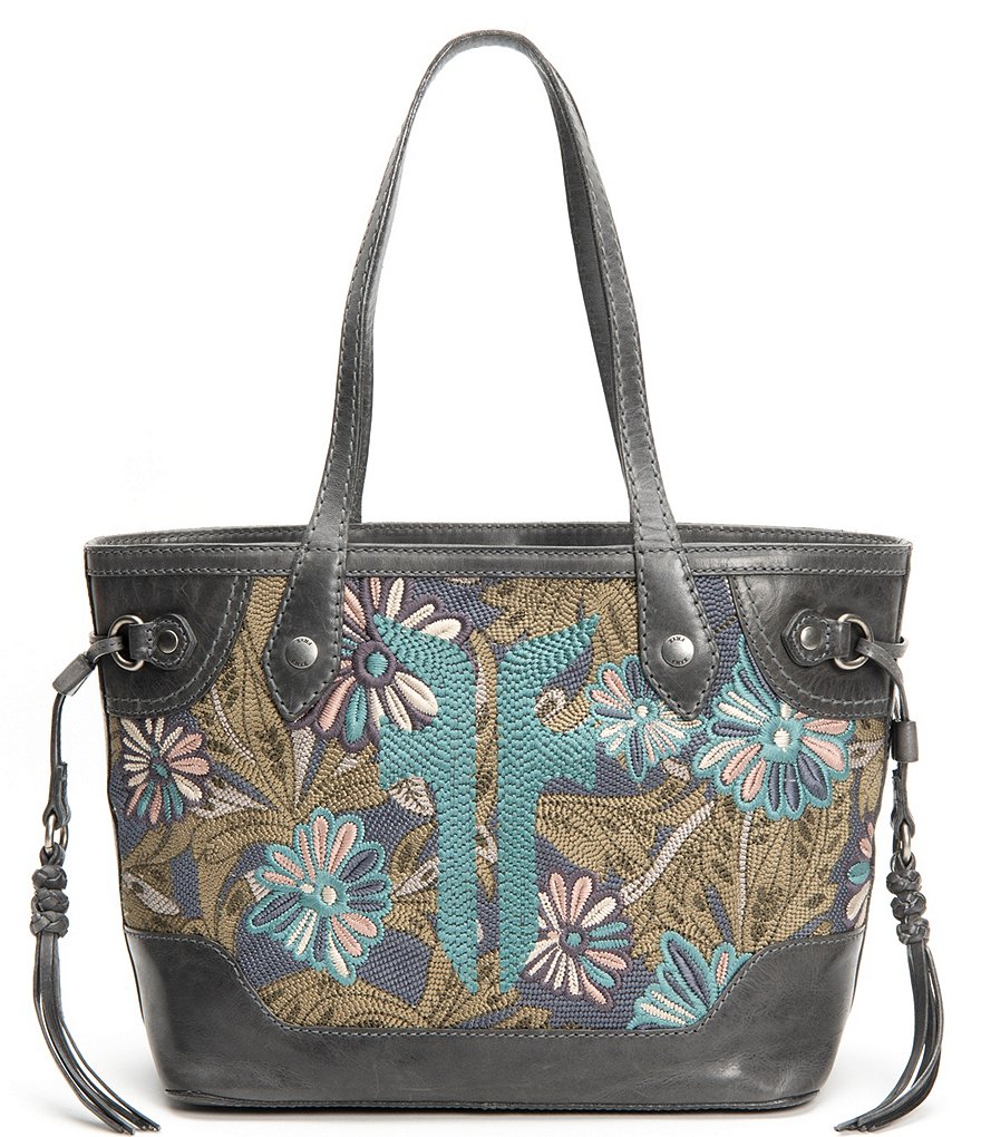 Frye Melissa Floral Embroidery Carryall Tote Bag