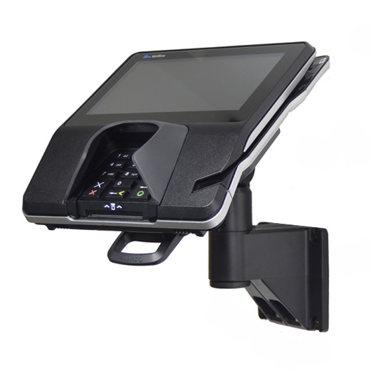 Wall Mount Stand for Verifone MX915, MX925 with Key and Lock &reg; Secure the card reader in place on a 7" pole mount. Tilts 140&deg; and swivels 330&deg;