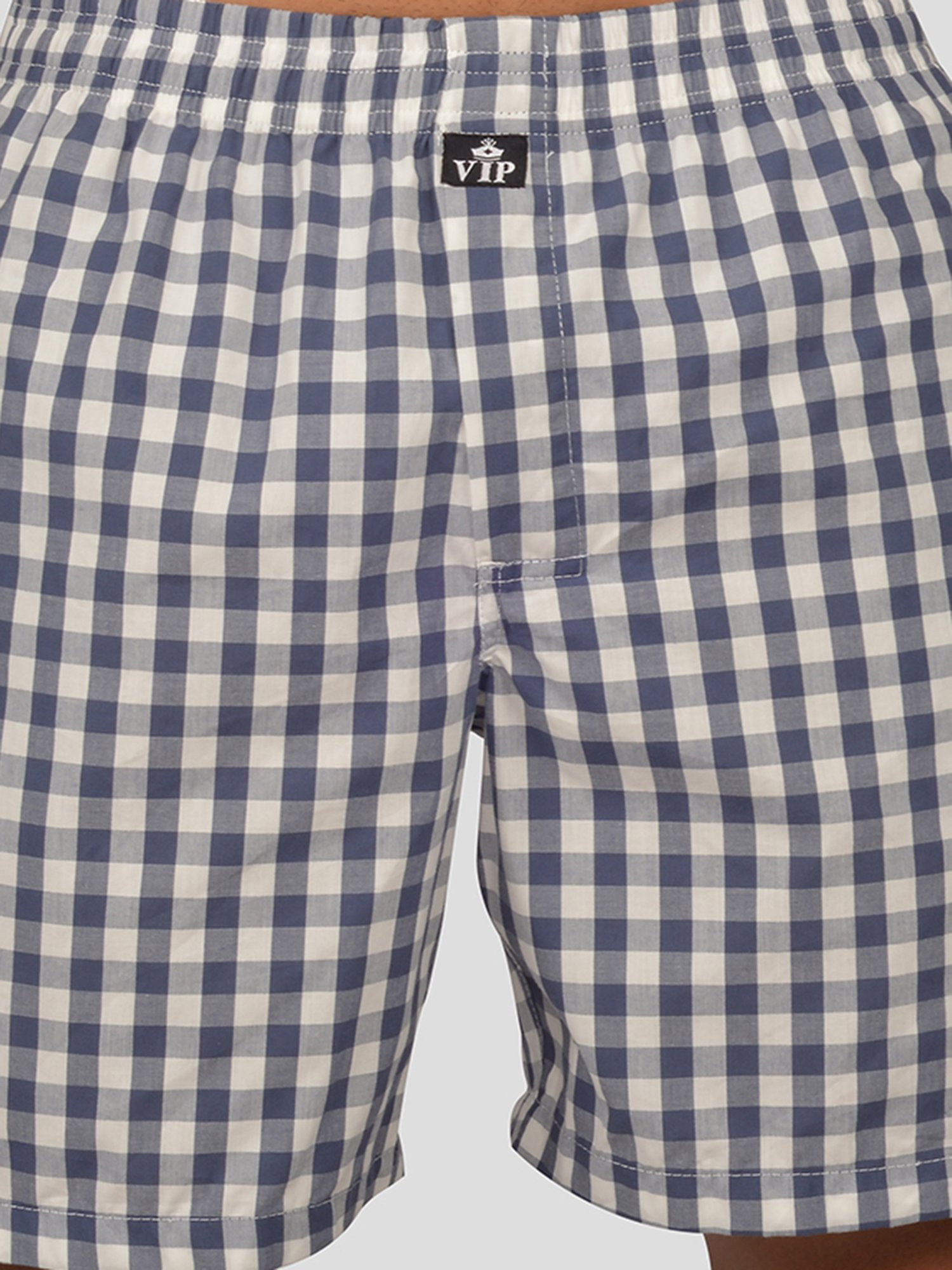 VIP Blue & White Relaxed Fit Check Boxers - Pack of 2