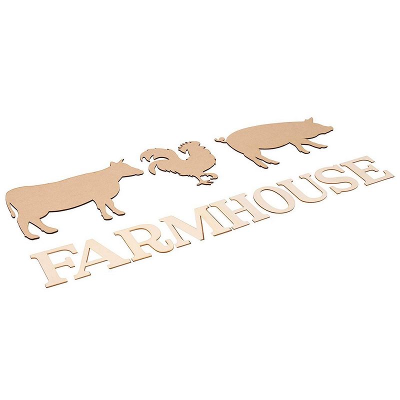 Genie Crafts Unfinished Wood Letter Cutouts and Stencils, Farmhouse Decor Animal Silhouettes, 3 Inch