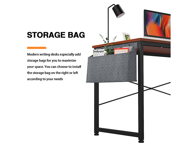Computer Desk 47 inch Home Office Writing Study Desk, Modern Simple Style Laptop Table with Storage Bag,Rustic Black,GT104