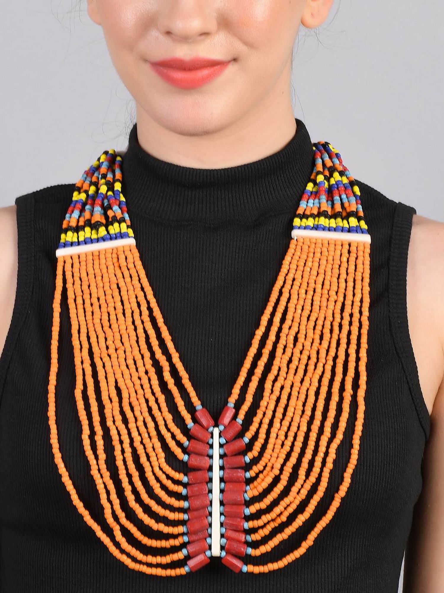Imli Street Multicolor Vintage Naga Beaded Tribal Necklace