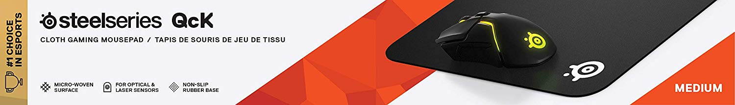 SteelSeries Qck Gaming Surface - Medium Thick Cloth - BEST Selling Mouse Pad of All Time - Peak Tracking and Stability - Maximum Control