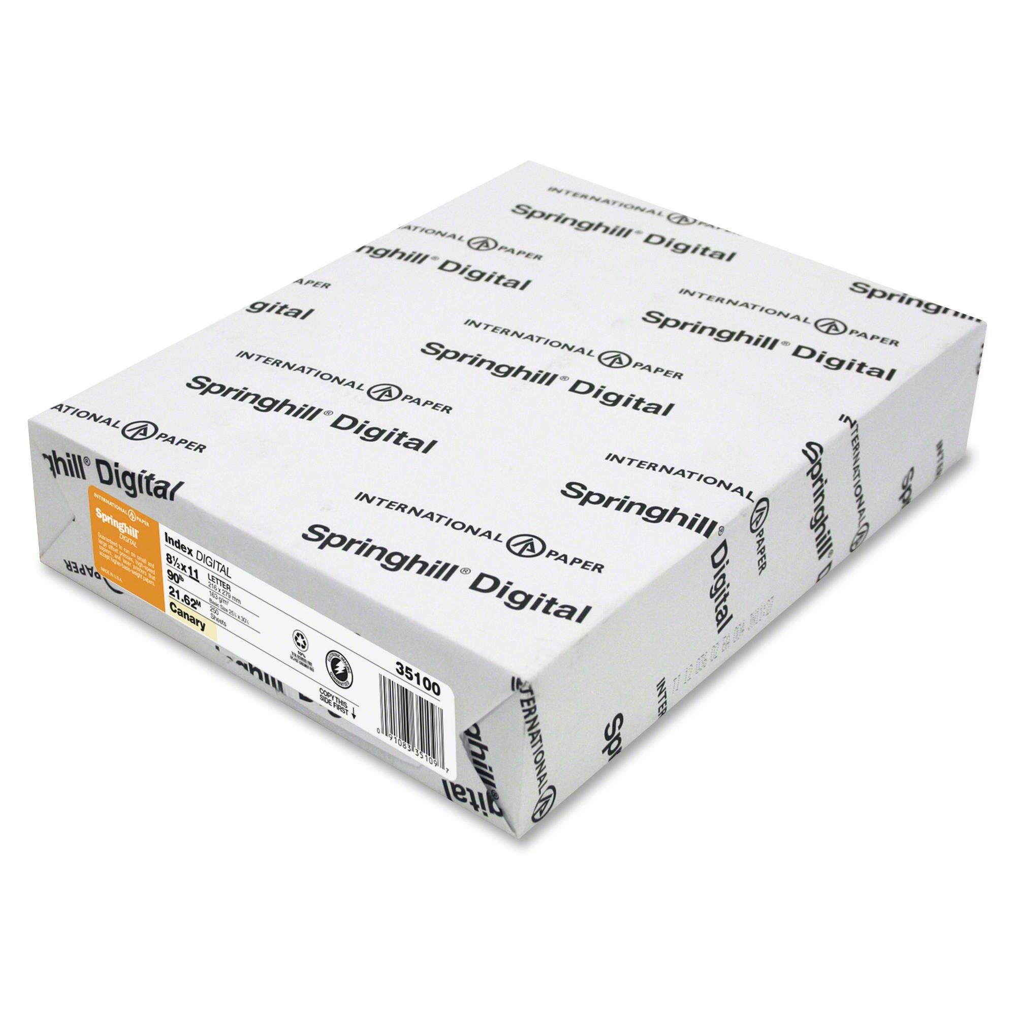 Springhill Digital Index Color Card Stock 90 lb 8 1/2 x 11 Canary 250 Sheets