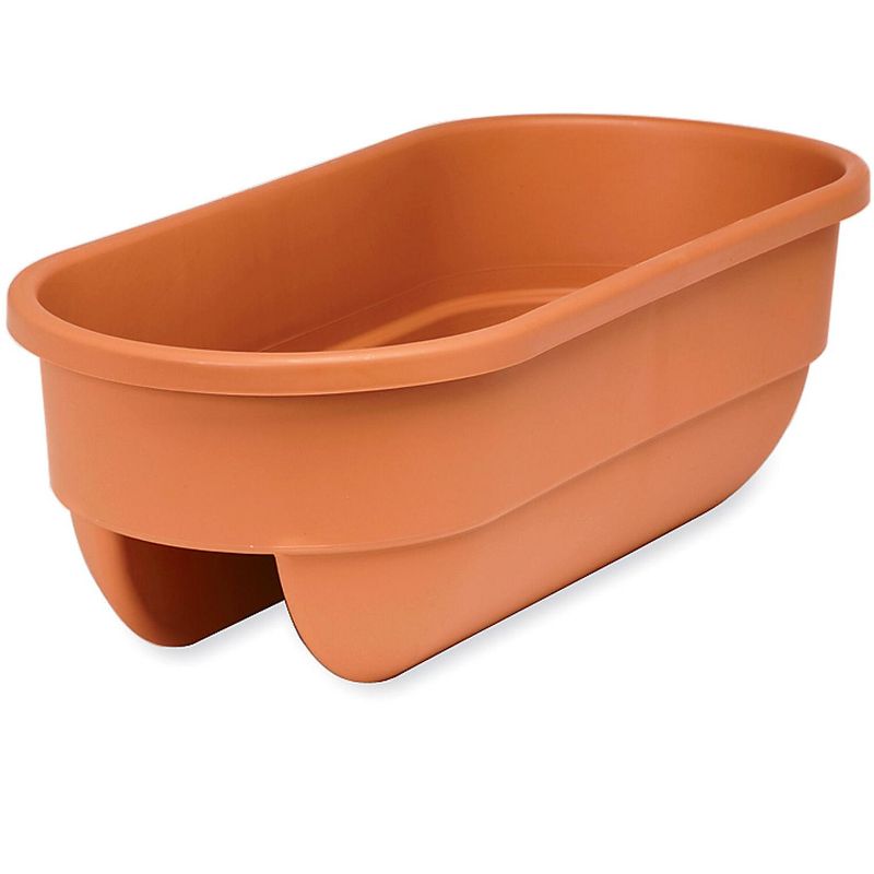 HC Companies 12-Inch Outdoor Plastic Deck Flower Planter Box, Chocolate (2 Pack)