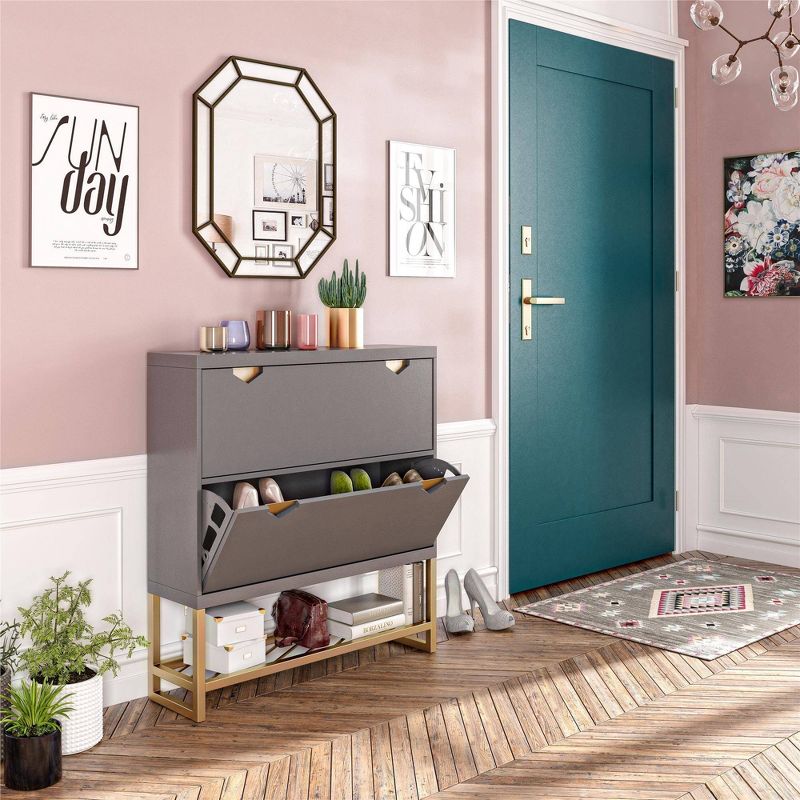 Brielle Entryway Shoe Storage Graphite Gray - Cosmoliving By Cosmopolitan