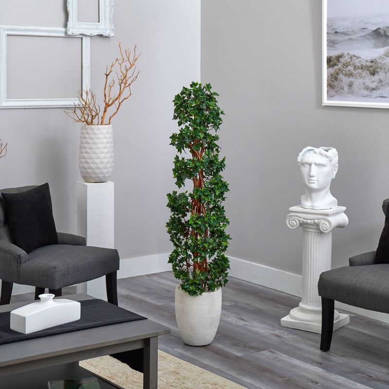 27" x 14" Artificial Rubber Plant in Boho Basket Cream - LCG Florals