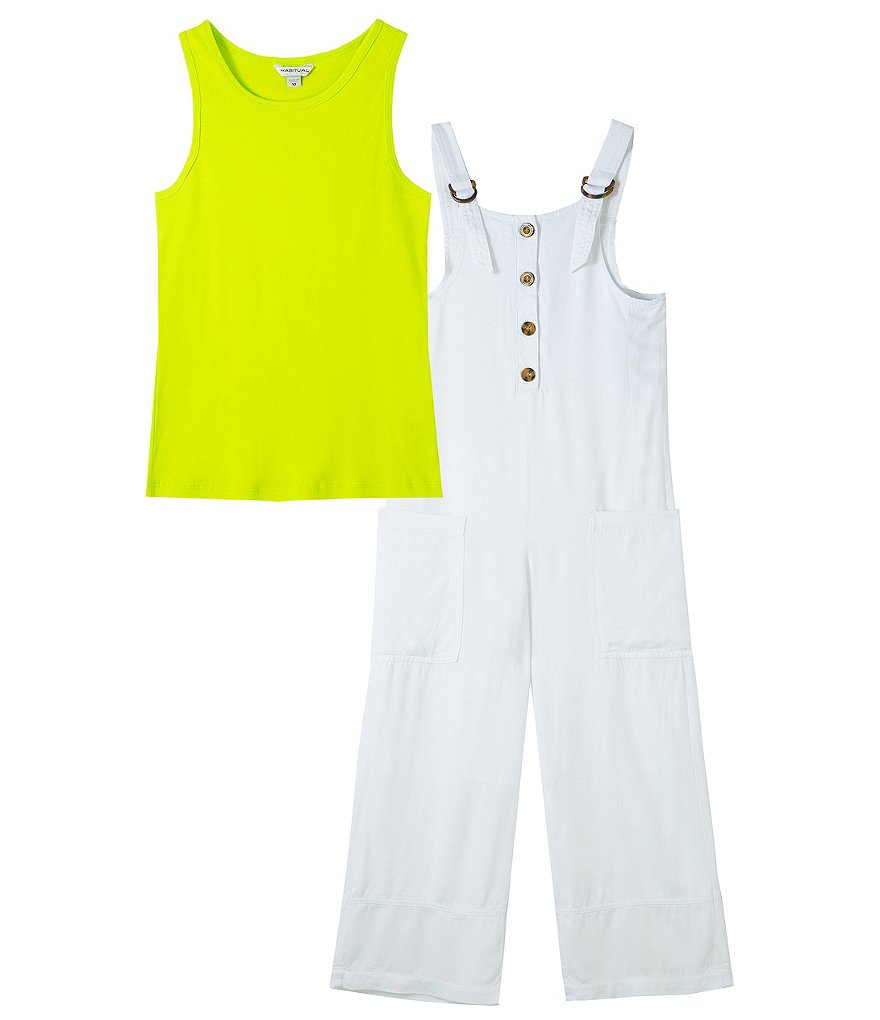 Habitual Big Girls 7-16 Wide-Leg Overall & Tank Top Set