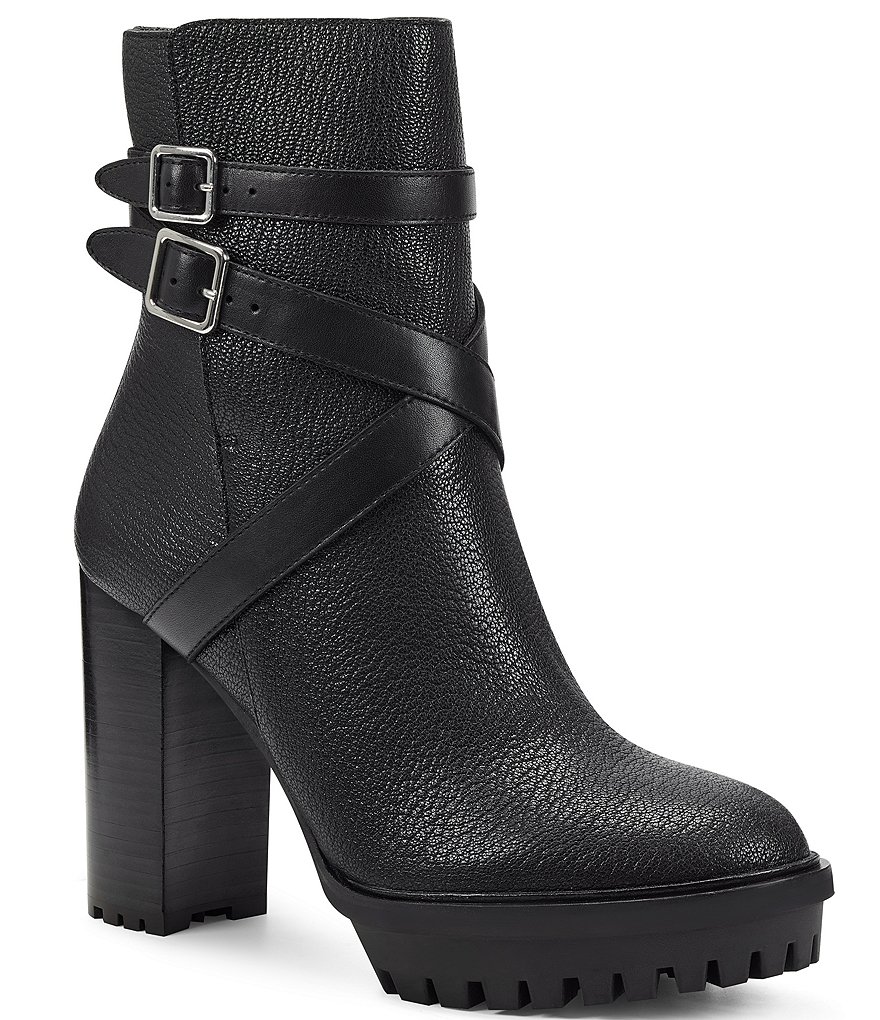 Vince Camuto Elisen Leather Platform Lug Sole Booties
