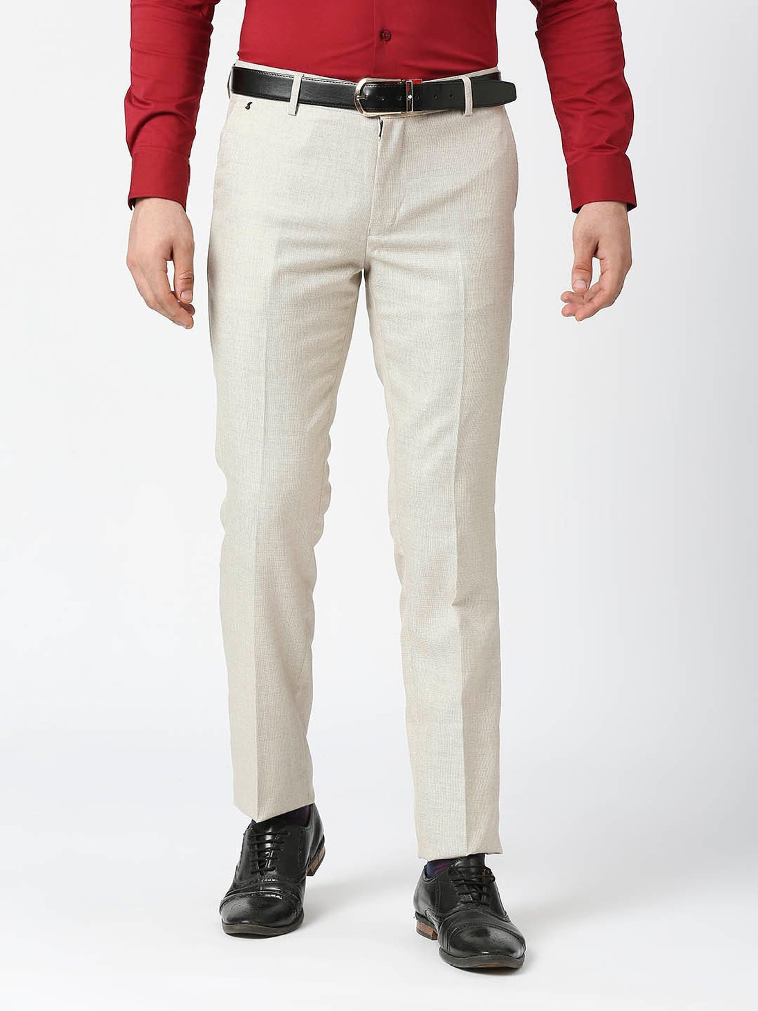 SOLEMIO Beige Slim Fit Trousers