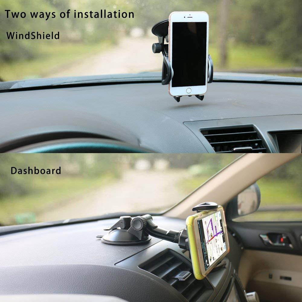 Car Phone Mount,OHLPRO Cell Phone Holder for Car Dash Windshield Dashboard Universal 360&deg;Adjustable Rotating for iPhone Samsung Sony Google All 4"- 6.4" Smartphones GPS Mobile (Silver)