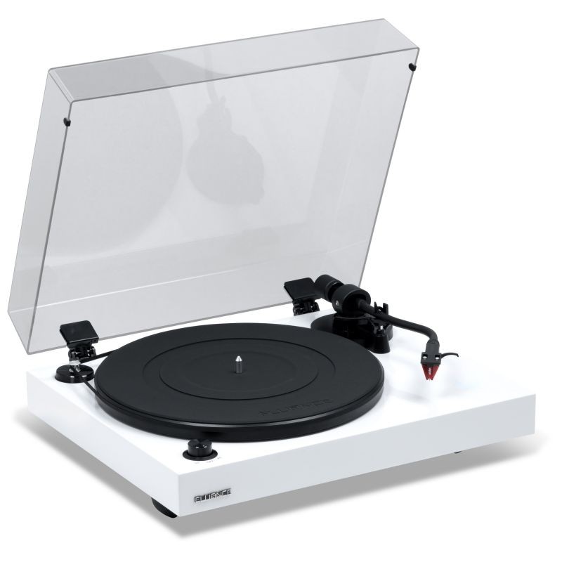 Fluance RT83 Reference High Fidelity Vinyl Turntable Record Player with Ortofon 2M Red Cartridge, Speed Control Motor, Solid Wood Plinth, Vibration Isolation Feet - Piano White