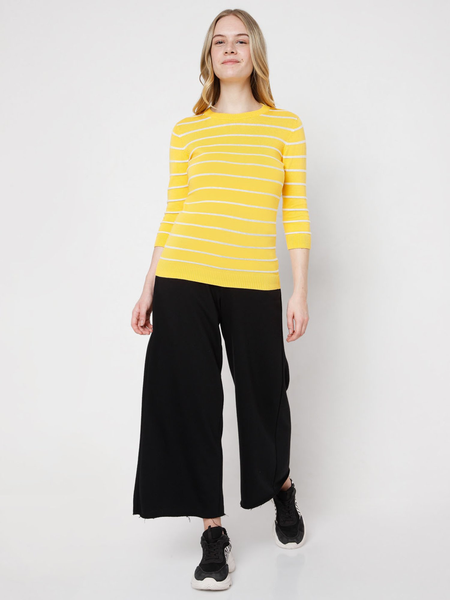 Vero Moda Yellow Striped Sweater