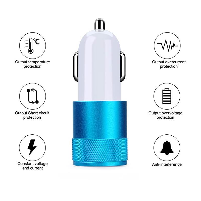 C USB Car Charger for Samsung Galaxy S21+ S21 Ultra 5G S20 FE S20+ S10 Plus Note20 A52 A51 A71 A72 A10e, Google Pixel 5 4a, Dual-Port Power Cigarette Lighter Adapter 6ft USB C Cord Braided Cable