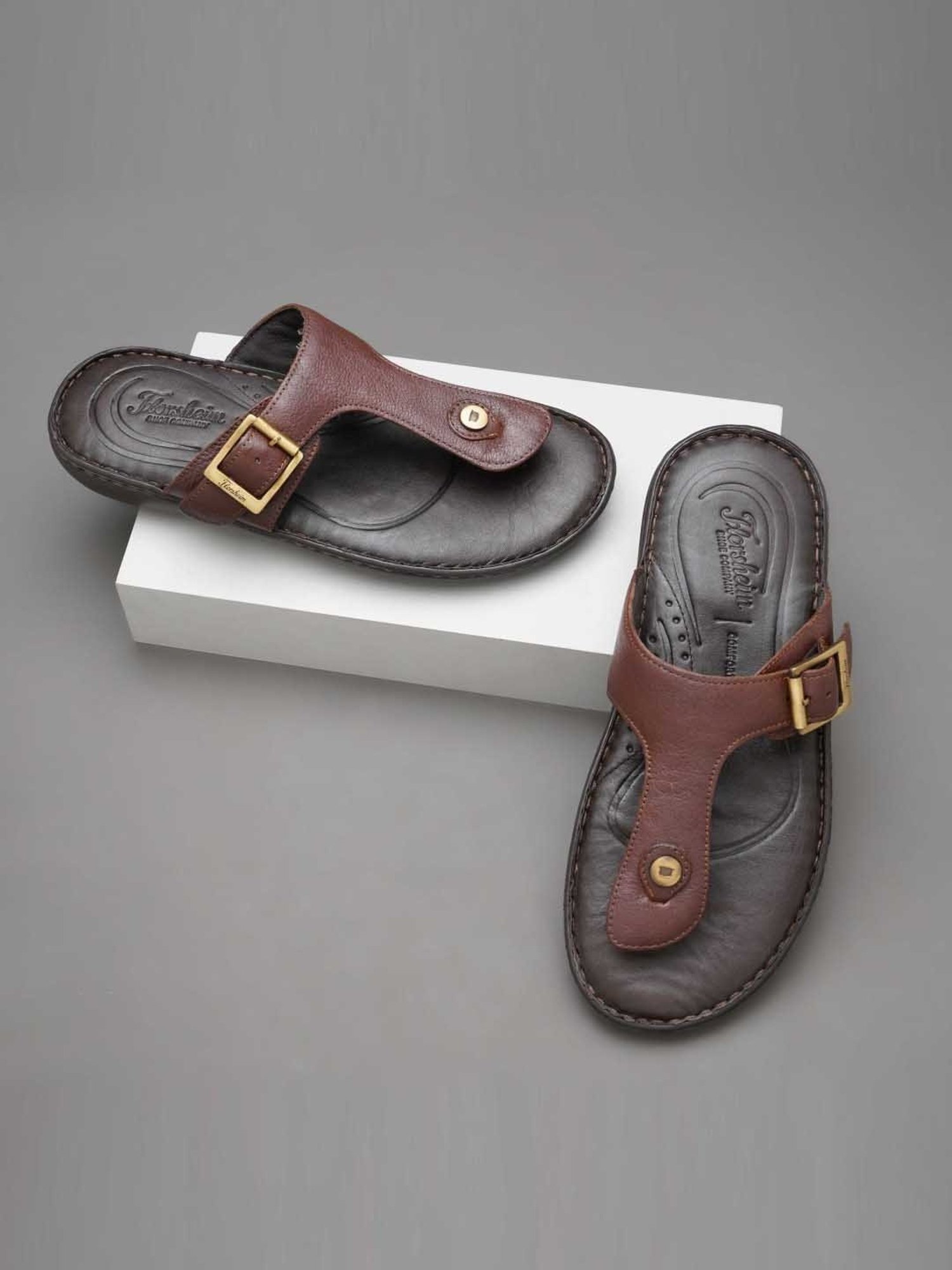 Florsheim Men's Brown T-Strap Sandals