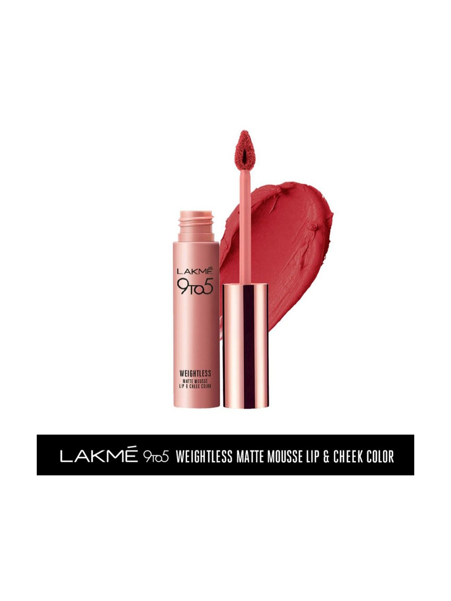 Lakme 9 to 5 Weightless Matte Mousse Lip & Cheek Color Crimson Silk 9 gm