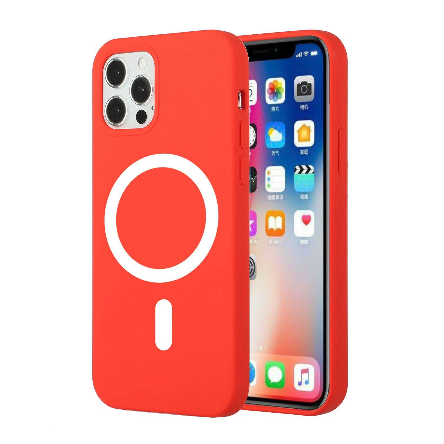 MegSafe Magnet Premium Silicone Case Cover Red for  iPhone 12 Pro Max