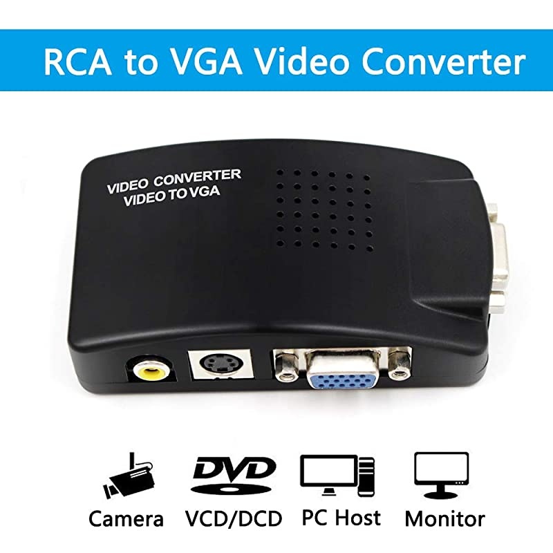 AV SVideo Composite to VGA Video Converter Box for DVD DVR VCR Monitor