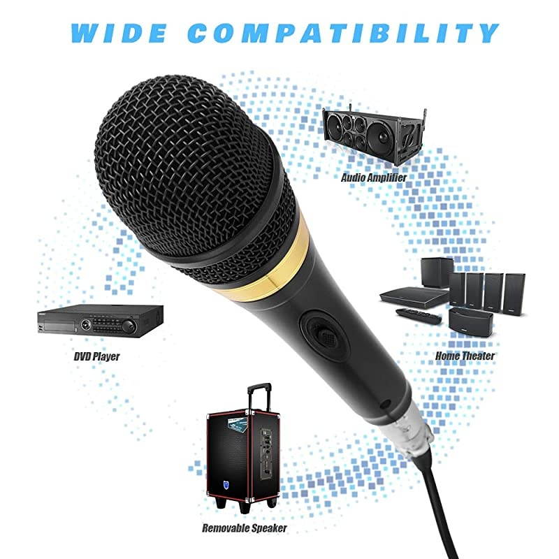 Pro Vocal Dynamic Karaoke Microphone with XLR to 635mm Cable for Audio Connection Professional Handheld Mic with 13ft Wire for Stage Karaoke Singing Recording Speech Wedding Indoor Outdoor