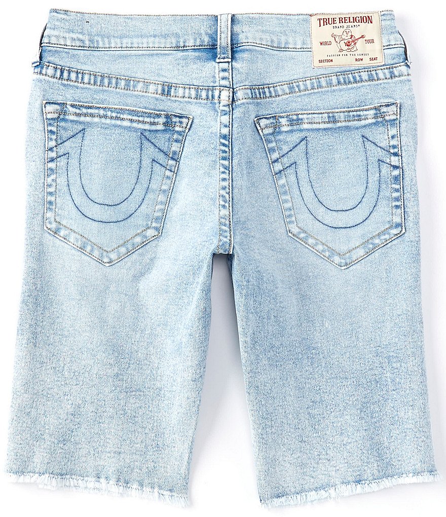 True Religion Ricky Damaged Slim-Fit 13#double; Inseam Denim Shorts