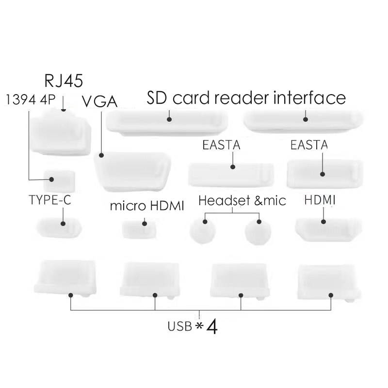 16pcs/set Colorful Silicone Anti Dust Plug Cover Stopper Dust Plug Laptop Dustproof USB Port HDMI RJ45 Interface Cover Computer Accessories