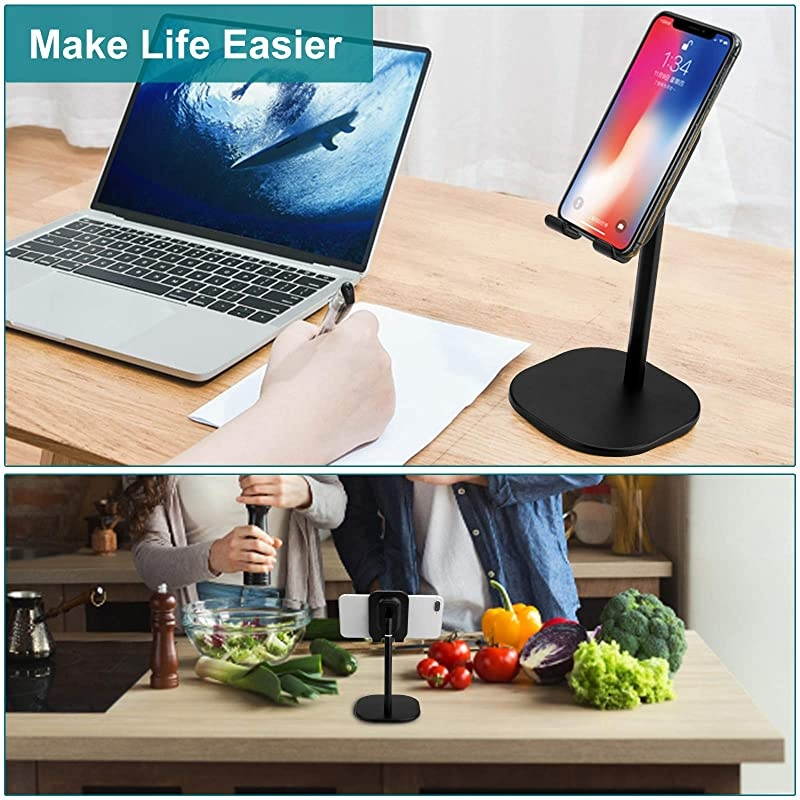 Cell Phone StandAngle Height Adjustable Stable Cell Phone Stand for DeskSturdy Aluminum Metal Phone HolderCompatible with Mobile PhoneiPadKindleTablet410inch
