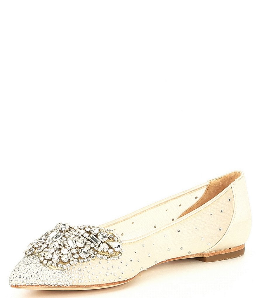 Badgley Mischka Quinn Satin Butterfly Toe Dress Flats