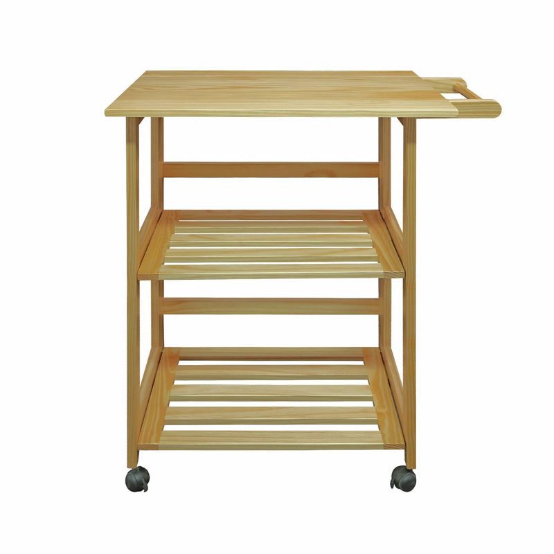 Folding Kitchen Cart with Two Shelves and One Handle Natural - Flora Home