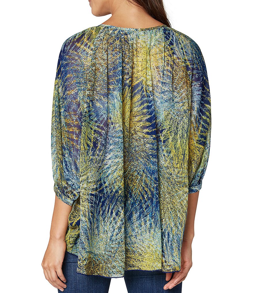 Liverpool Los Angeles Sheer Oversized Printed Chiffon Blouse