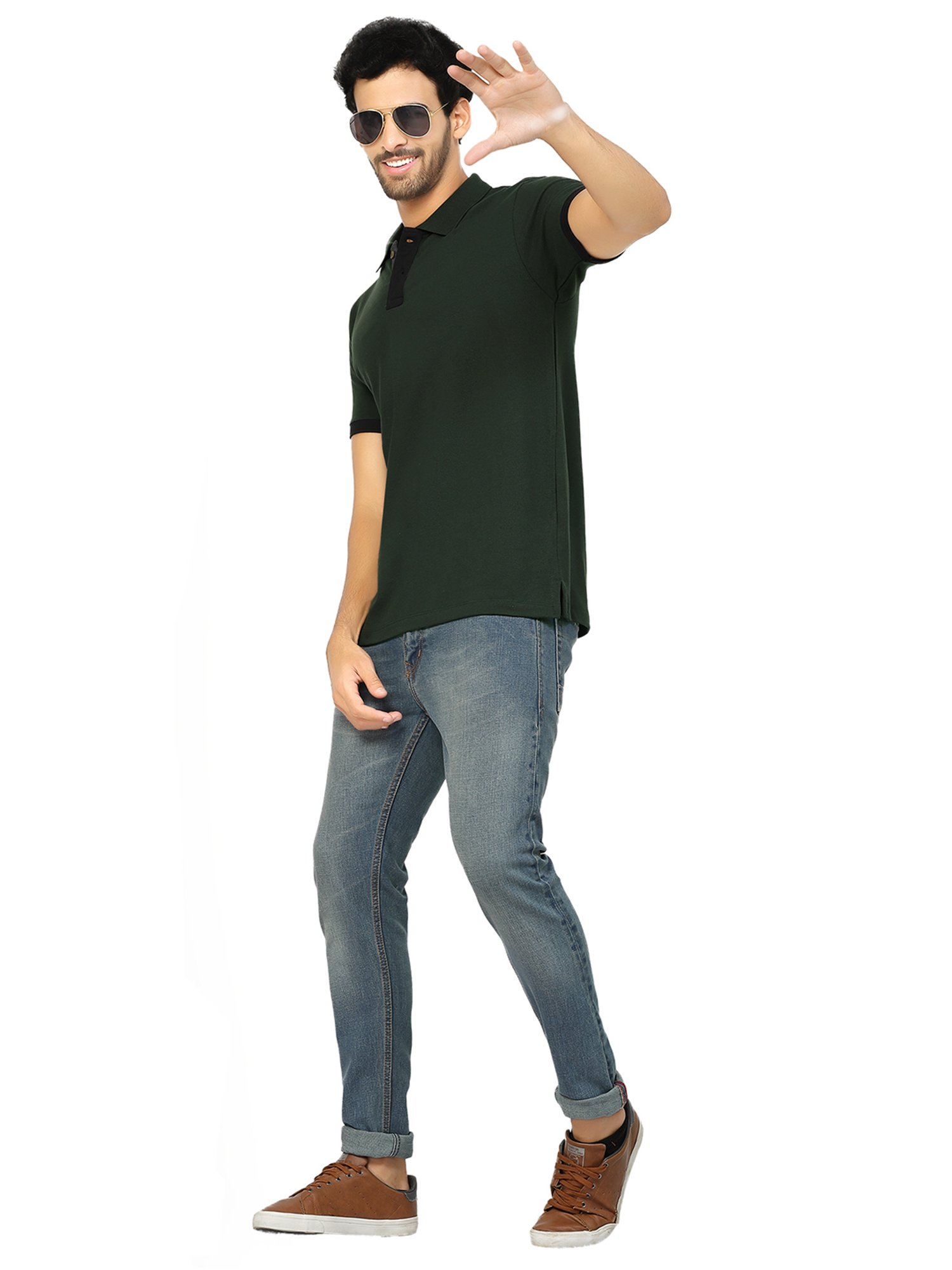 Kalt Dark Green Regular Fit Polo T-Shirt