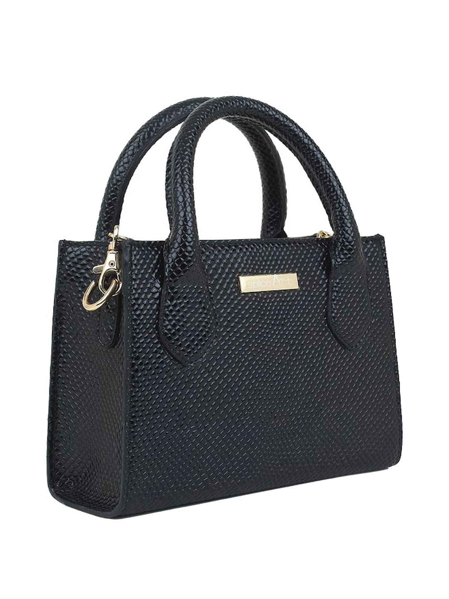 Spice Art Black Textured Small Handbag