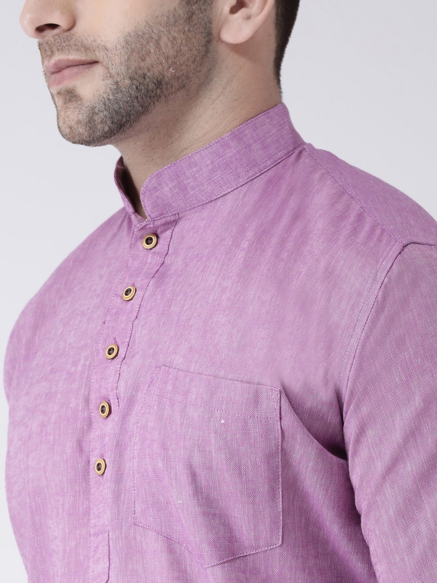 Hangup Plus Purple Slim Fit Short Kurta