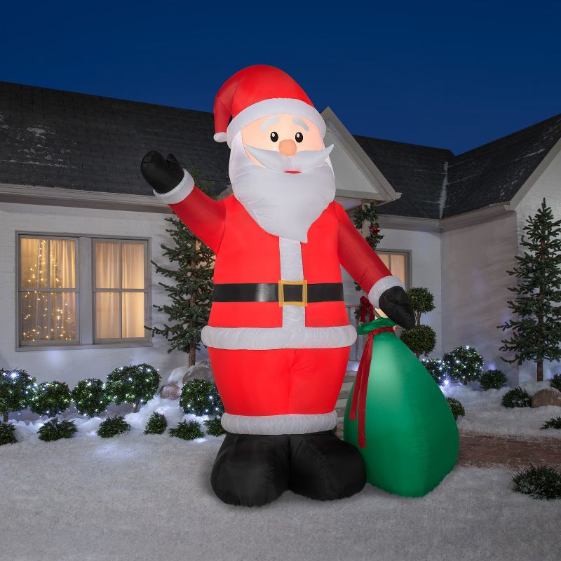 Gemmy Christmas Airblown Inflatable Mixed Media Gnome w/Curved Hat, 5 ft Tall, Multicolored