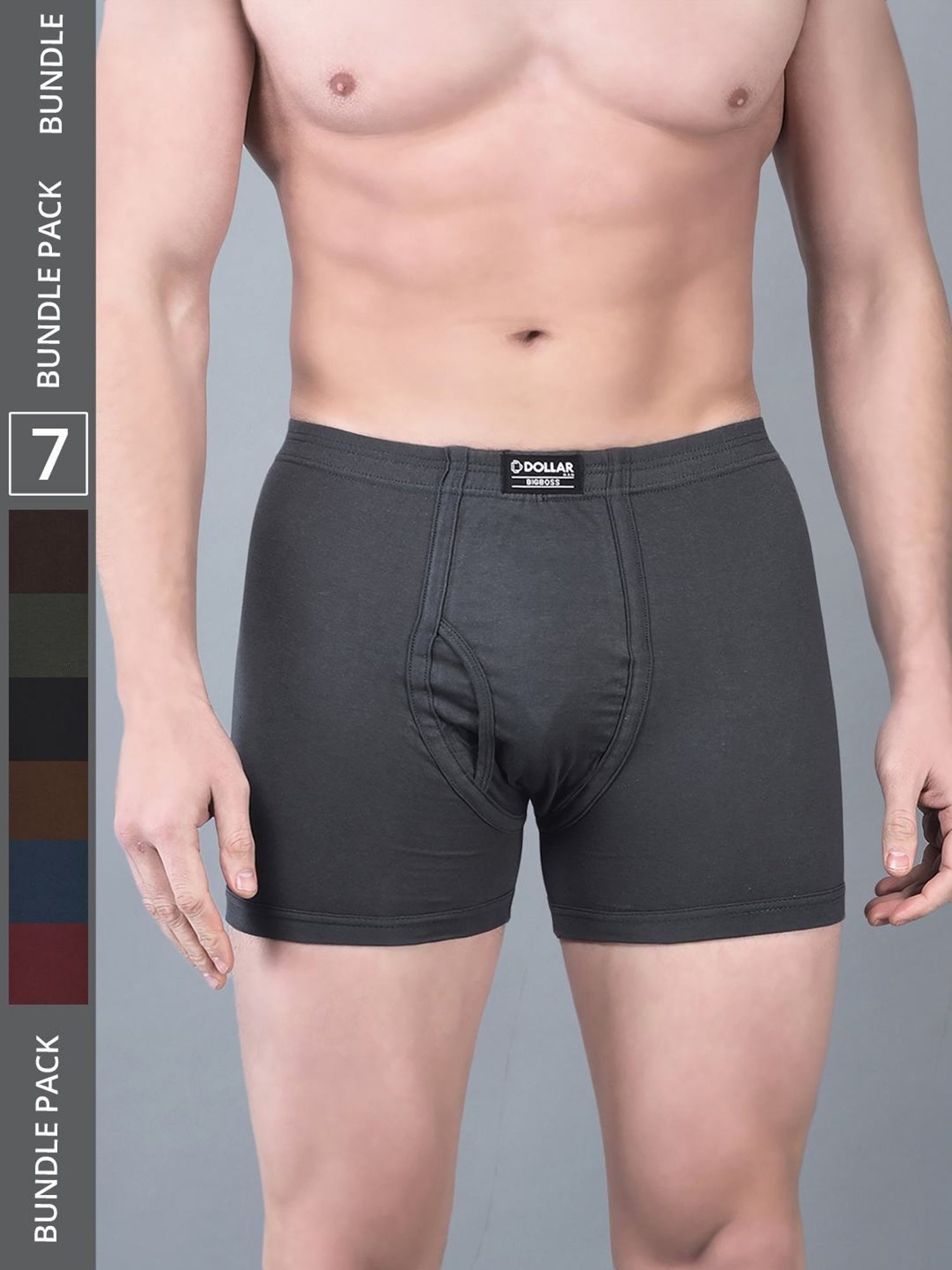Dollar Bigboss Assorted Cotton Regular Fit Trunks - Pack Of 7