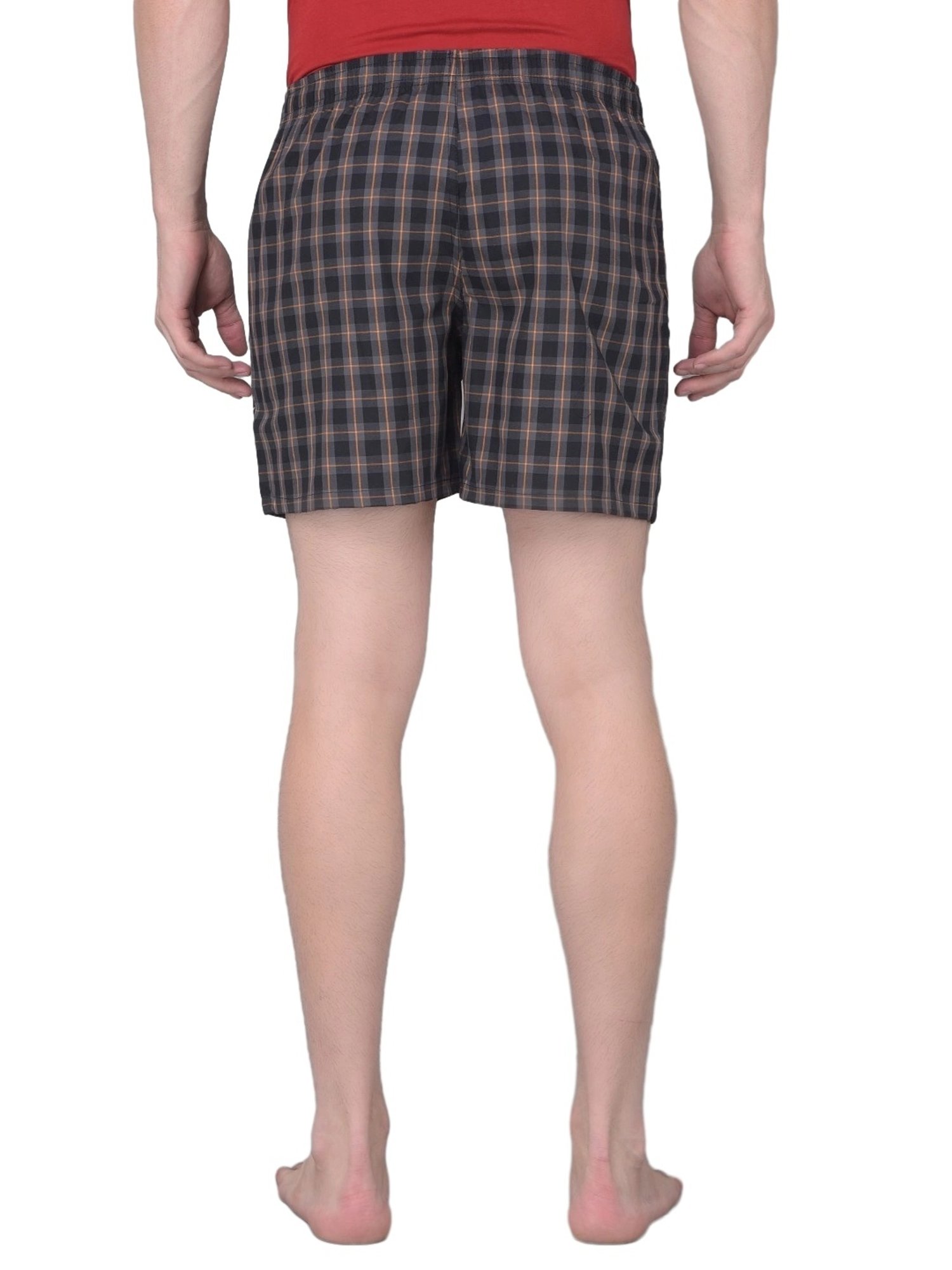 Force NXT Black & Blue Cotton Regular Fit Checks Boxers - Pack Of 2