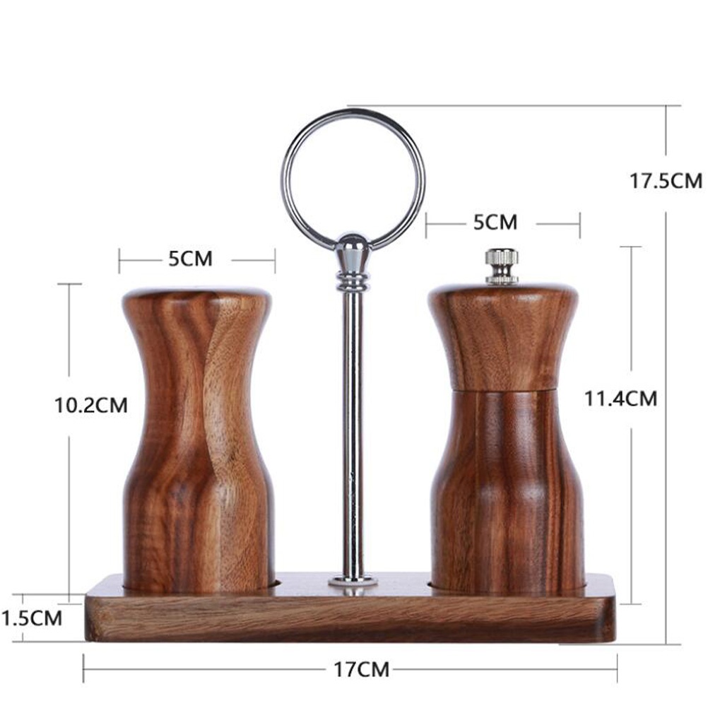1 Set Pepper Grinder with Salt Pot Manual Pepper Mill Wood Bottle Salt Mill Cruet Cooking Grinding Tool (Coffee)