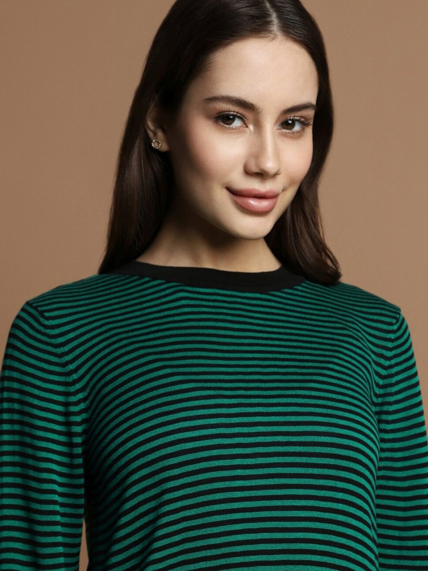 Allen Solly Green Striped Top