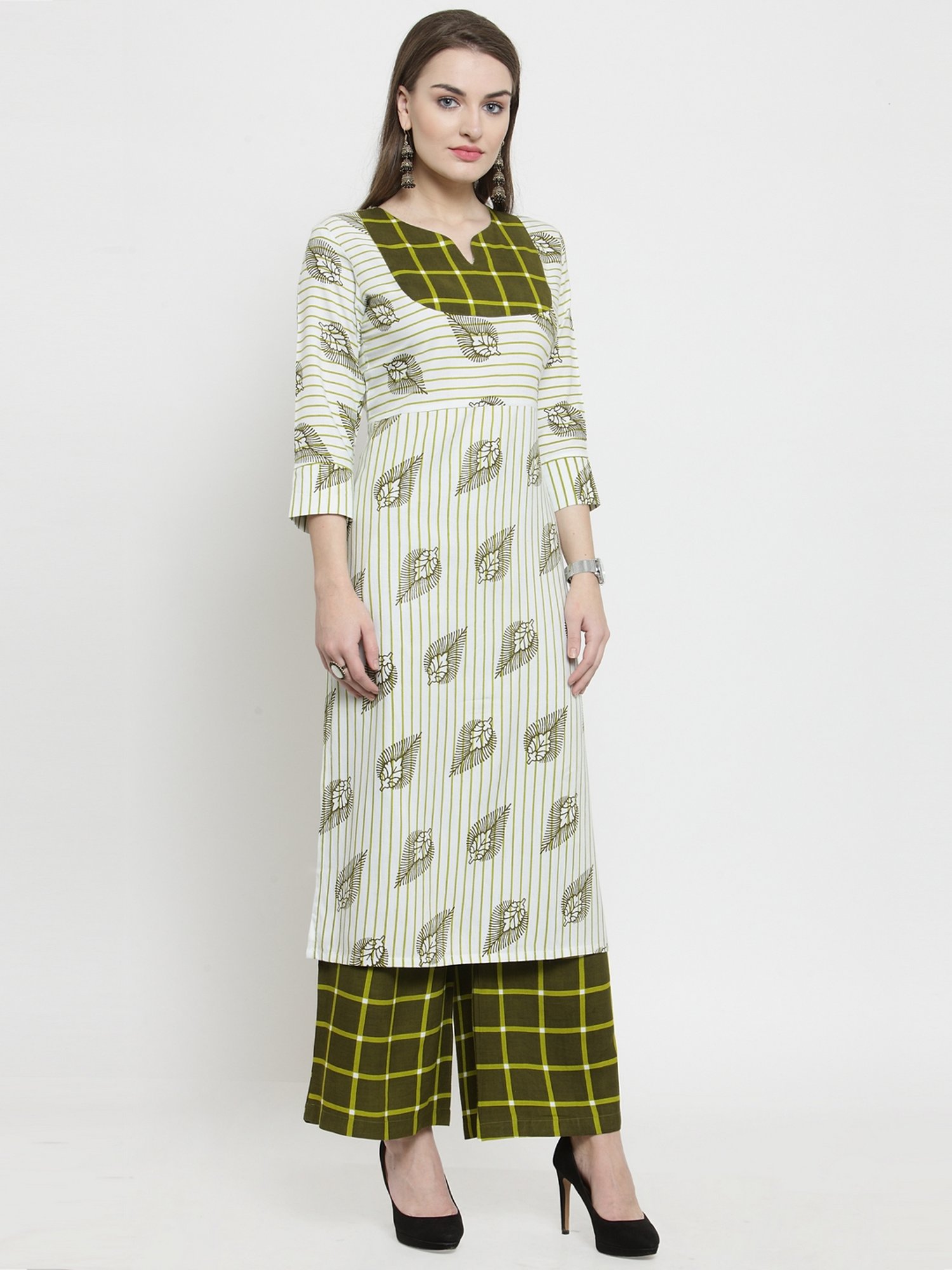 Indibelle Green Printed Straight Kurta