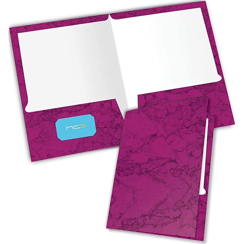White 2 Pocket Folders, Durable Heavy Duty High Gloss Laminated White Presentation Folders Hold Letter Size sheets with a die-cut business card holder, 6 Pack ( 7673-25 )