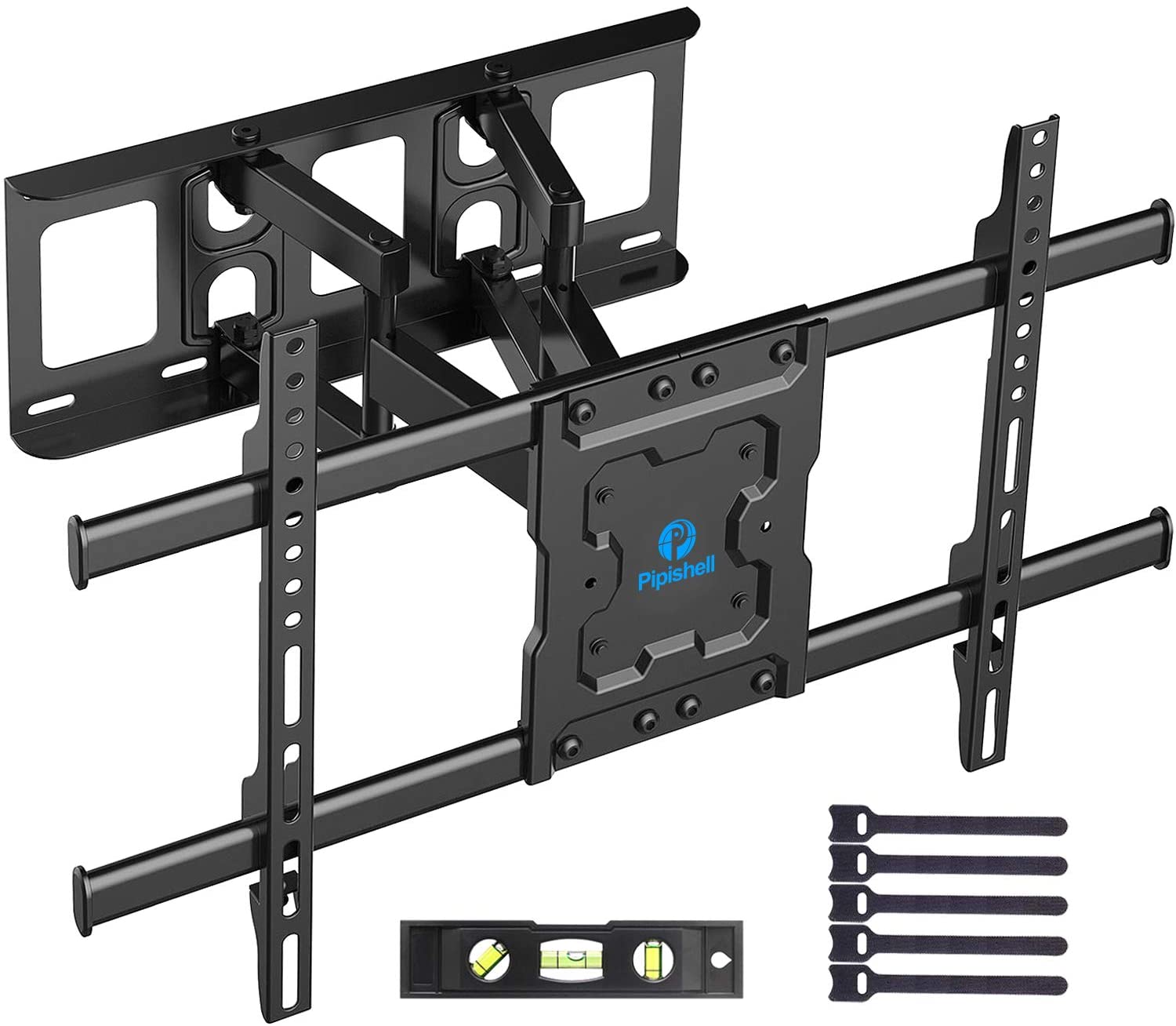 Full Motion TV Wall Mount Bracket Dual Articulating Arms Swivels Tilts Rotation for Most 37-70 Inch LED, LCD, OLED Flat Curved TVs, Holds up to 132lbs, Max VESA 600x400mm