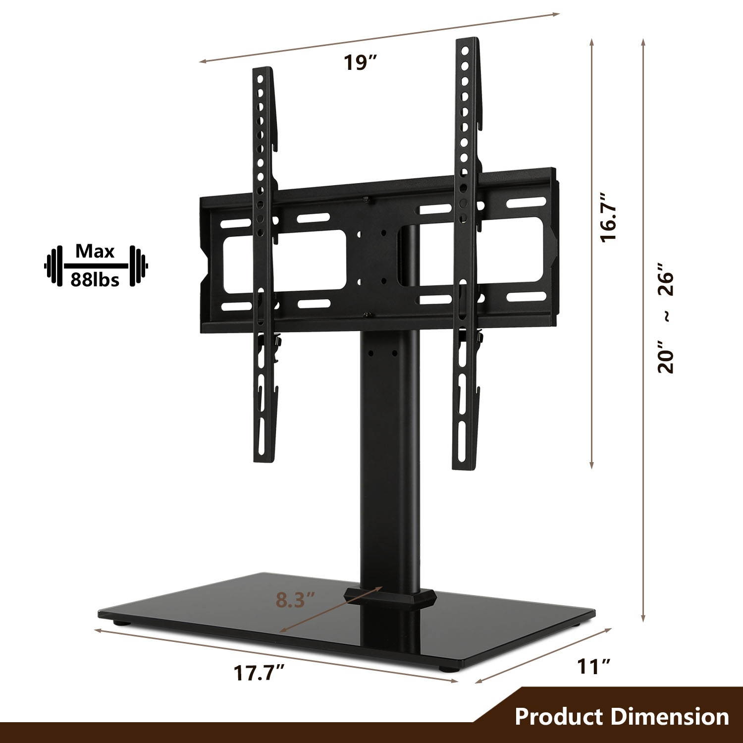 universal swivel tabletop tv stand with mount for 32" 37" 40" 42" 46" 50" inch led,lcd and plasma flat screen tvs bracket with height adjustment